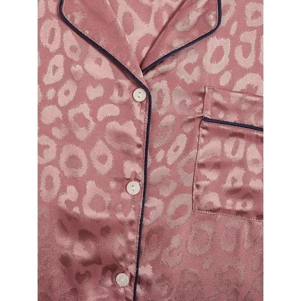 Floerns Women's Notch Collar Print Sleepwear Two Piece Pajama Set