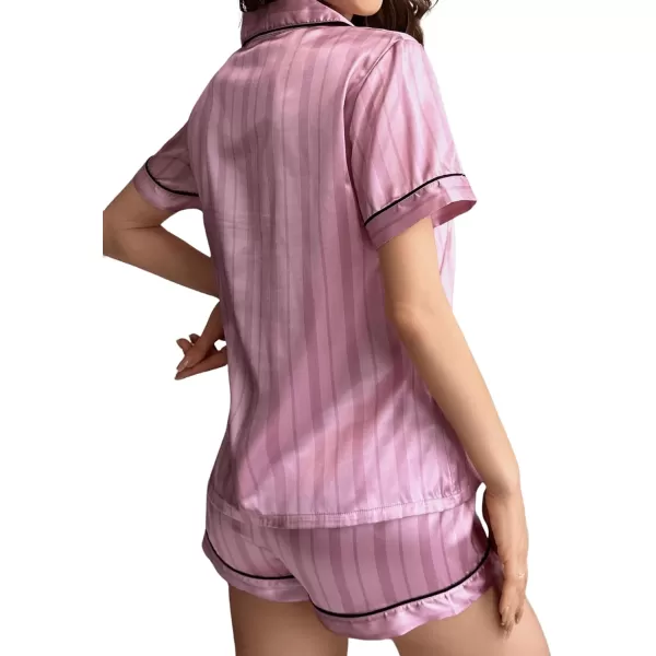 Floerns Women's Notch Collar Print Sleepwear Two Piece Pajama Set