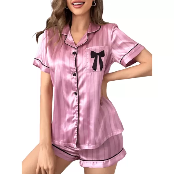 Floerns Women's Notch Collar Print Sleepwear Two Piece Pajama Set