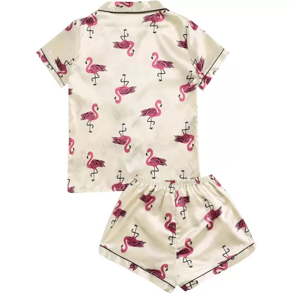 Floerns Women's Notch Collar Print Sleepwear Two Piece Pajama Set