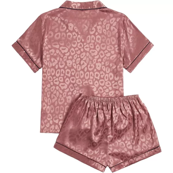 Floerns Women's Notch Collar Print Sleepwear Two Piece Pajama Set