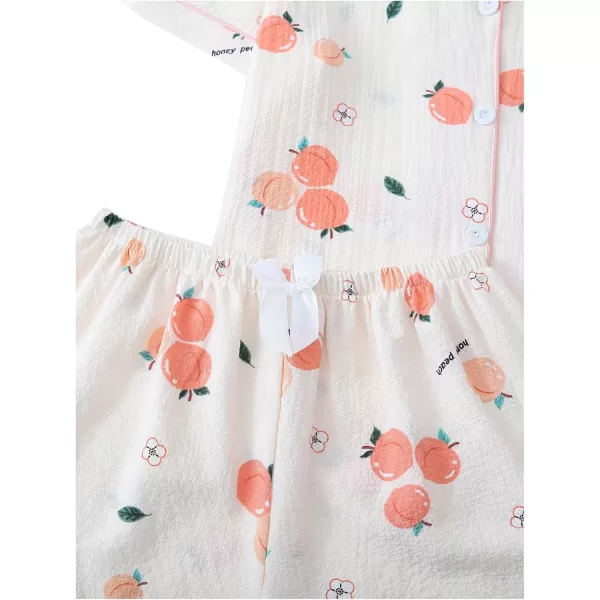 Floerns Women's Notch Collar Print Sleepwear Two Piece Pajama Set