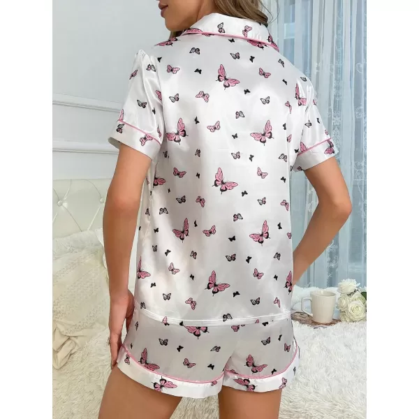 Floerns Women's Notch Collar Print Sleepwear Two Piece Pajama Set