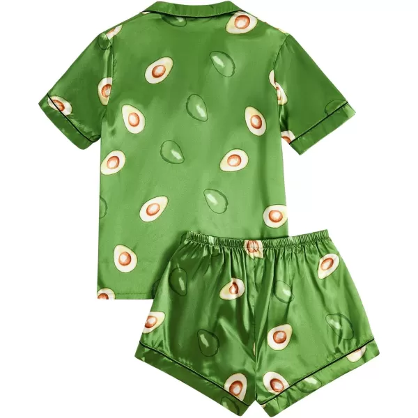 Floerns Women's Notch Collar Print Sleepwear Two Piece Pajama Set