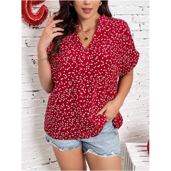 Floerns Women's Short Sleeve Business Casual Tops Graphic Print Office Work Blouse Tops