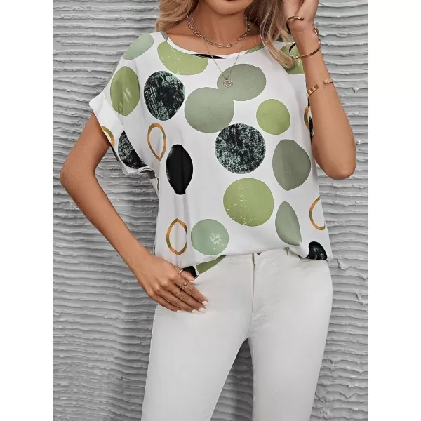 Floerns Women's Short Sleeve Business Casual Tops Graphic Print Office Work Blouse Tops