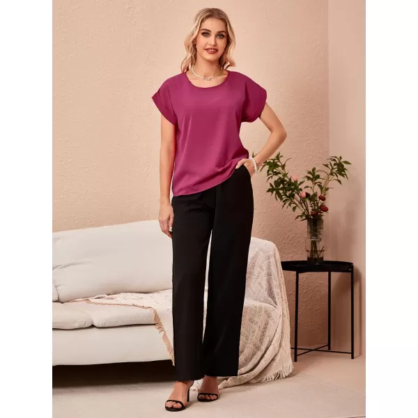 Floerns Women's Short Sleeve Business Casual Tops Graphic Print Office Work Blouse Tops
