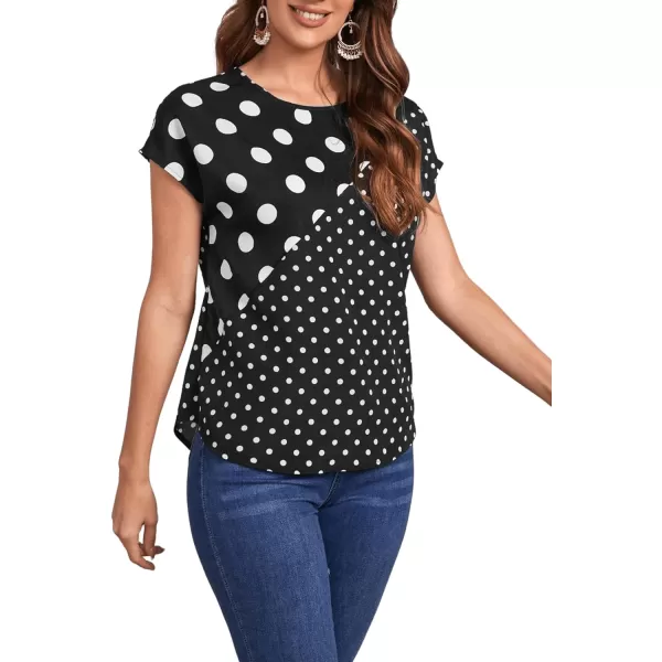 Floerns Women's Short Sleeve Business Casual Tops Graphic Print Office Work Blouse Tops