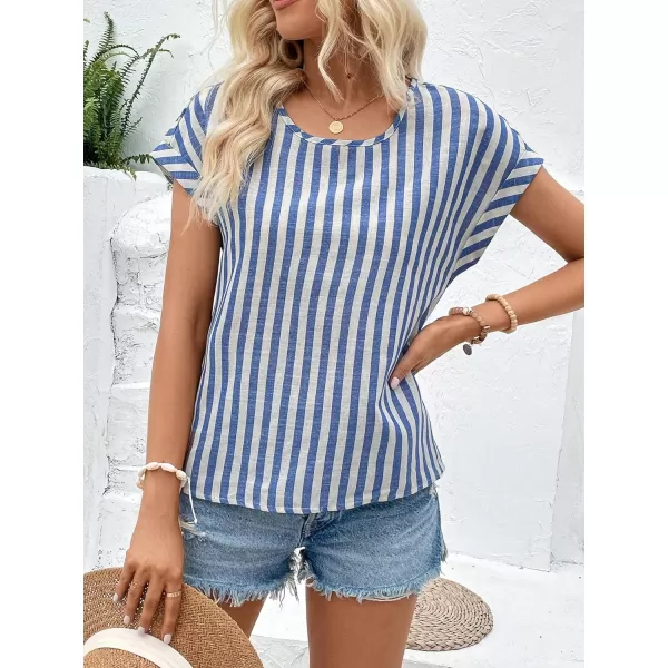 Floerns Women's Short Sleeve Business Casual Tops Graphic Print Office Work Blouse Tops