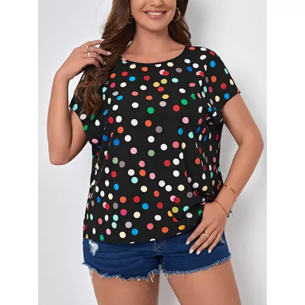 Floerns Women's Short Sleeve Business Casual Tops Graphic Print Office Work Blouse Tops