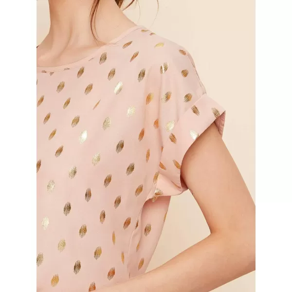 Floerns Women's Short Sleeve Business Casual Tops Graphic Print Office Work Blouse Tops