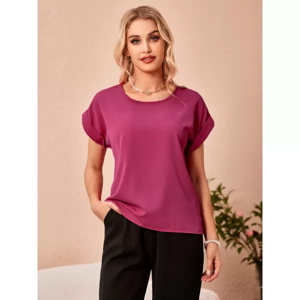 Floerns Women's Short Sleeve Business Casual Tops Graphic Print Office Work Blouse Tops