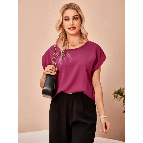 Floerns Women's Short Sleeve Business Casual Tops Graphic Print Office Work Blouse Tops