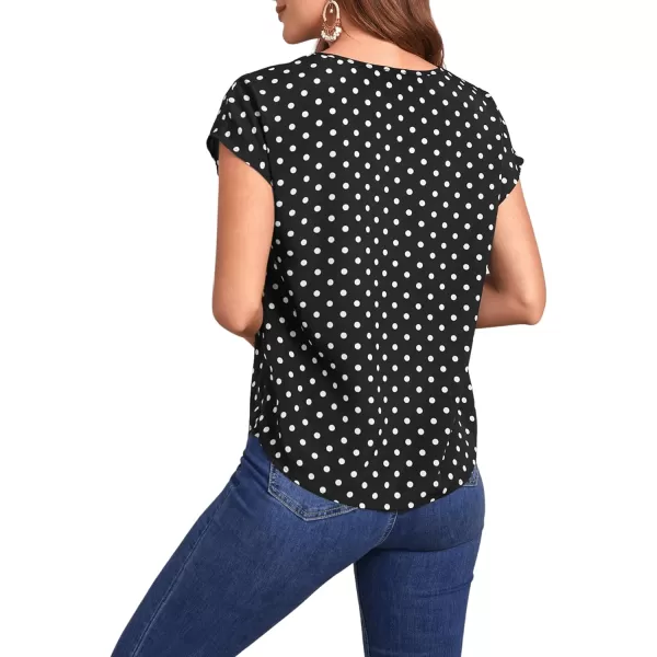 Floerns Women's Short Sleeve Business Casual Tops Graphic Print Office Work Blouse Tops