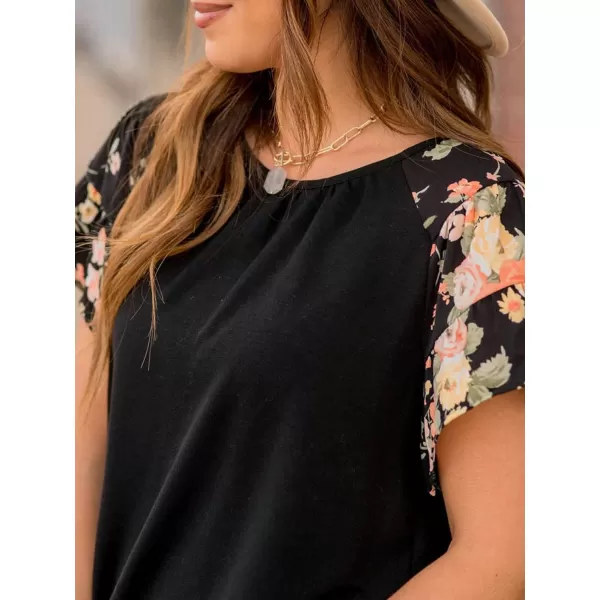 Floerns Women's Short Sleeve Business Casual Tops Graphic Print Office Work Blouse Tops