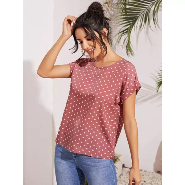 Floerns Women's Short Sleeve Business Casual Tops Graphic Print Office Work Blouse Tops