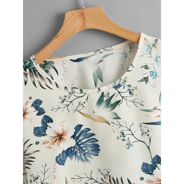 Floerns Women's Short Sleeve Business Casual Tops Graphic Print Office Work Blouse Tops