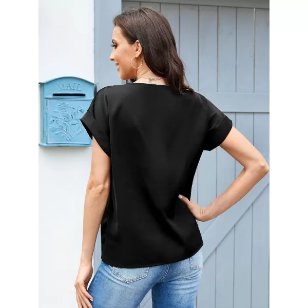Floerns Women's Short Sleeve Business Casual Tops Graphic Print Office Work Blouse Tops
