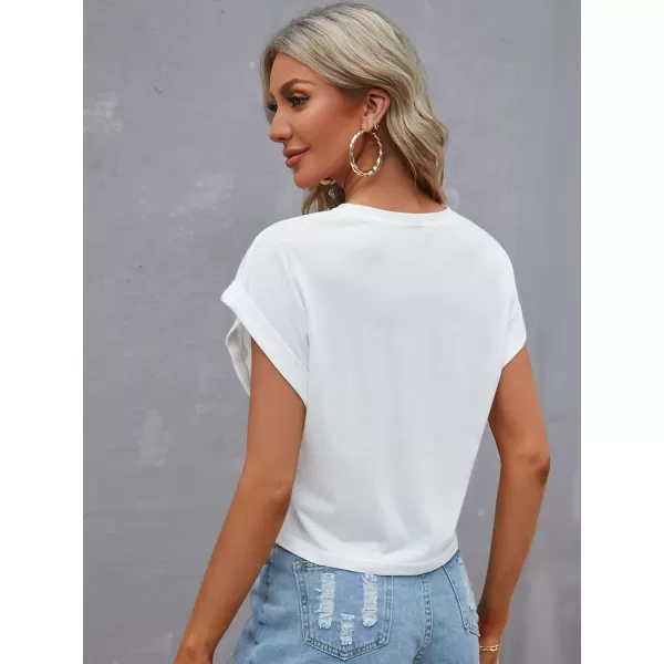 Floerns Women's Short Sleeve Business Casual Tops Graphic Print Office Work Blouse Tops