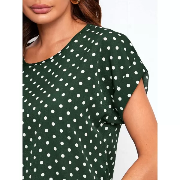 Floerns Women's Short Sleeve Business Casual Tops Graphic Print Office Work Blouse Tops
