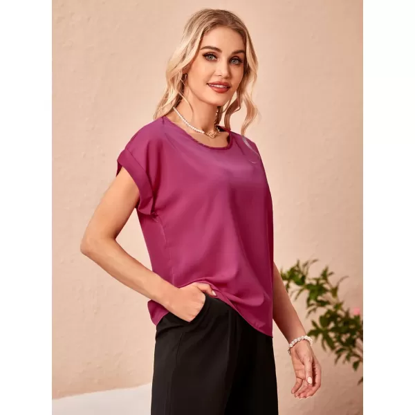 Floerns Women's Short Sleeve Business Casual Tops Graphic Print Office Work Blouse Tops