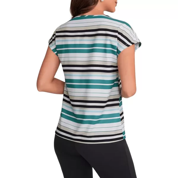 Floerns Women's Short Sleeve Business Casual Tops Graphic Print Office Work Blouse Tops
