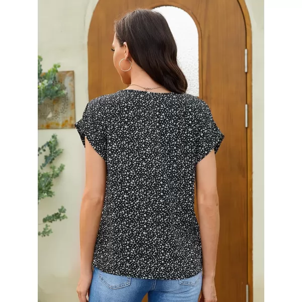 Floerns Women's Short Sleeve Business Casual Tops Graphic Print Office Work Blouse Tops