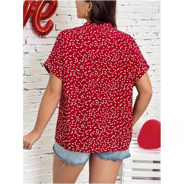 Floerns Women's Short Sleeve Business Casual Tops Graphic Print Office Work Blouse Tops