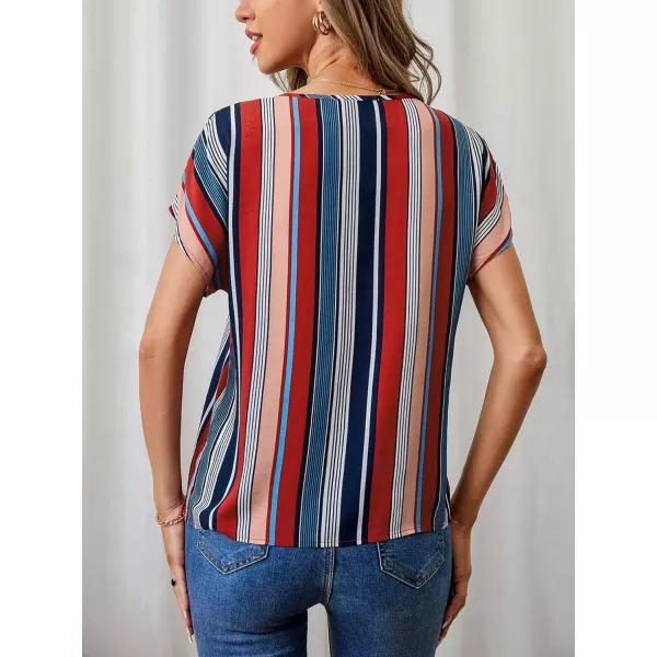 Floerns Women's Short Sleeve Business Casual Tops Graphic Print Office Work Blouse Tops