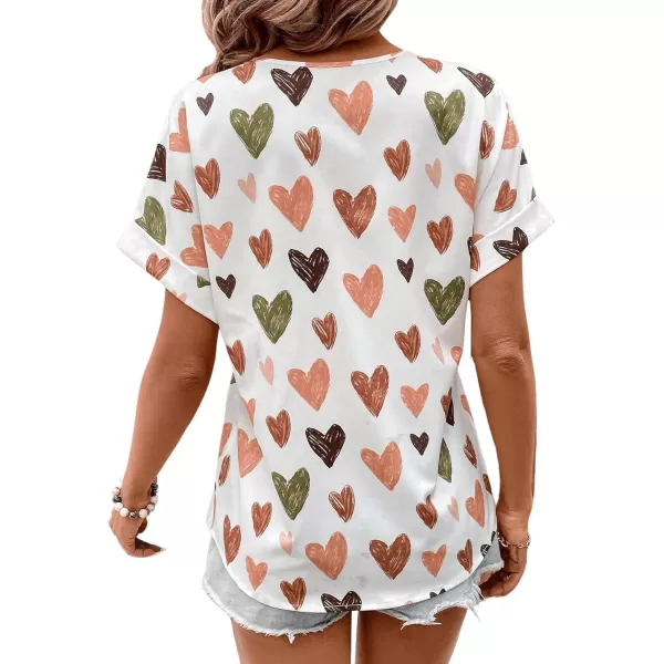 Floerns Women's Short Sleeve Business Casual Tops Graphic Print Office Work Blouse Tops