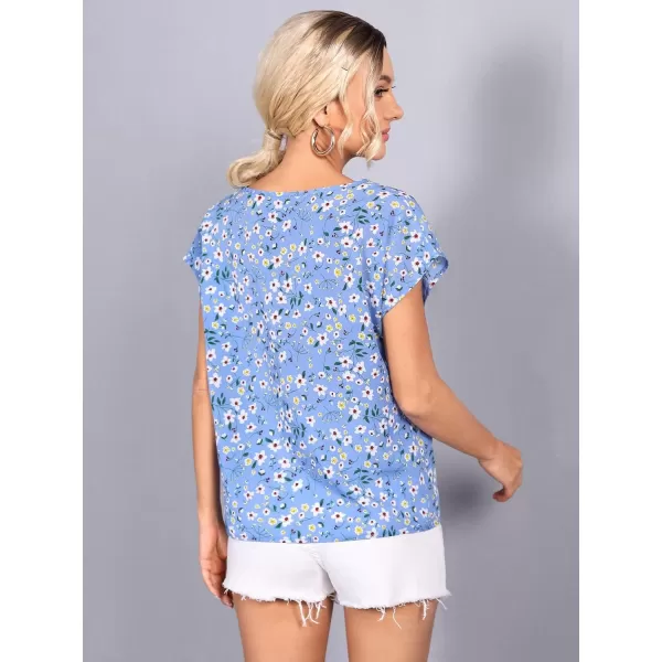 Floerns Women's Short Sleeve Business Casual Tops Graphic Print Office Work Blouse Tops