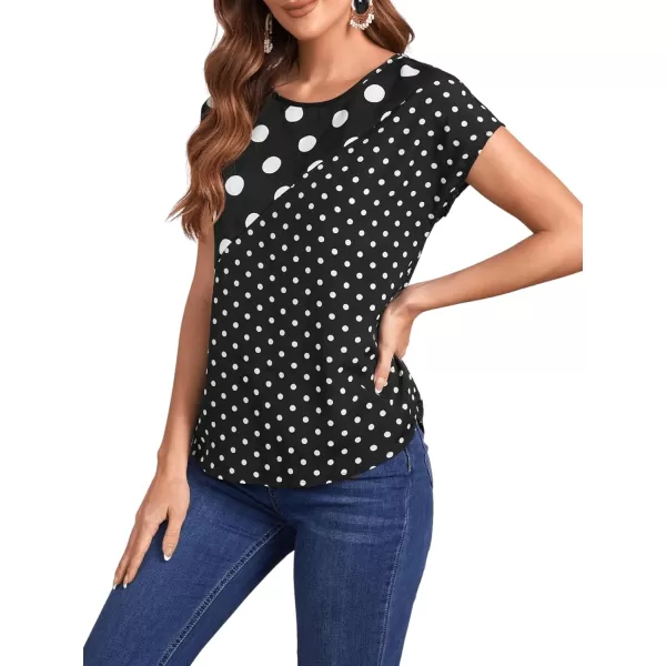 Floerns Women's Short Sleeve Business Casual Tops Graphic Print Office Work Blouse Tops