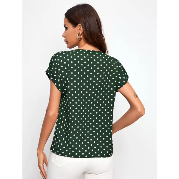 Floerns Women's Short Sleeve Business Casual Tops Graphic Print Office Work Blouse Tops