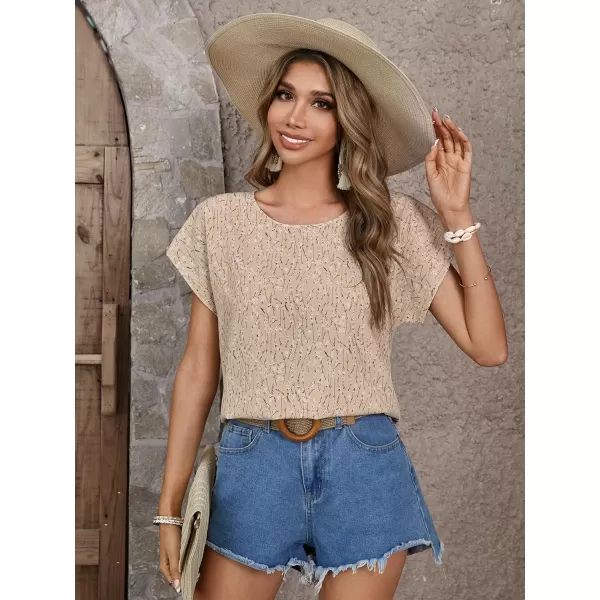 Floerns Women's Short Sleeve Business Casual Tops Graphic Print Office Work Blouse Tops
