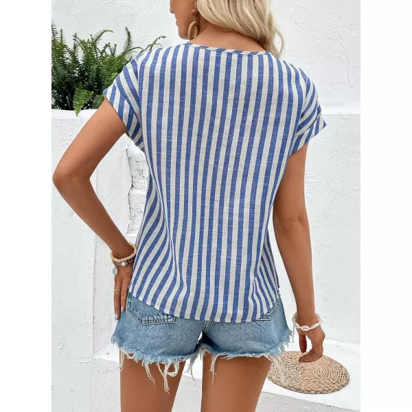Floerns Women's Short Sleeve Business Casual Tops Graphic Print Office Work Blouse Tops