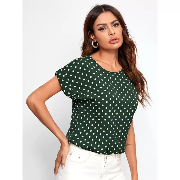 Floerns Women's Short Sleeve Business Casual Tops Graphic Print Office Work Blouse Tops