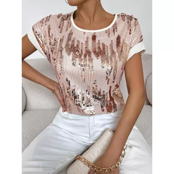 Floerns Women's Short Sleeve Business Casual Tops Graphic Print Office Work Blouse Tops