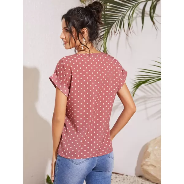 Floerns Women's Short Sleeve Business Casual Tops Graphic Print Office Work Blouse Tops