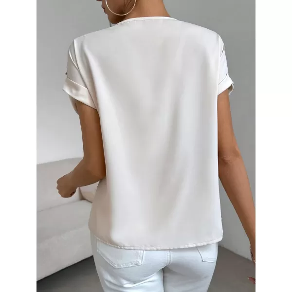 Floerns Women's Short Sleeve Business Casual Tops Graphic Print Office Work Blouse Tops