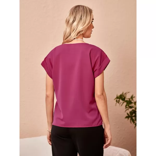 Floerns Women's Short Sleeve Business Casual Tops Graphic Print Office Work Blouse Tops