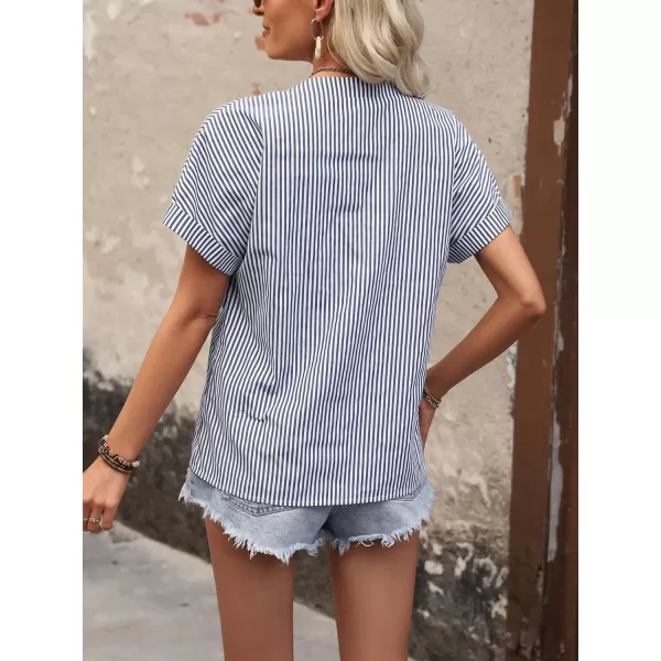 Floerns Women's Short Sleeve Business Casual Tops Graphic Print Office Work Blouse Tops