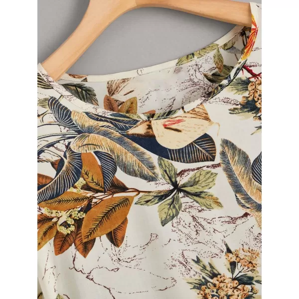 Floerns Women's Short Sleeve Business Casual Tops Graphic Print Office Work Blouse Tops