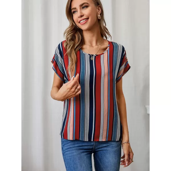 Floerns Women's Short Sleeve Business Casual Tops Graphic Print Office Work Blouse Tops
