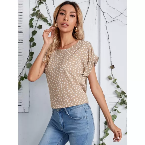 Floerns Women's Short Sleeve Business Casual Tops Graphic Print Office Work Blouse Tops