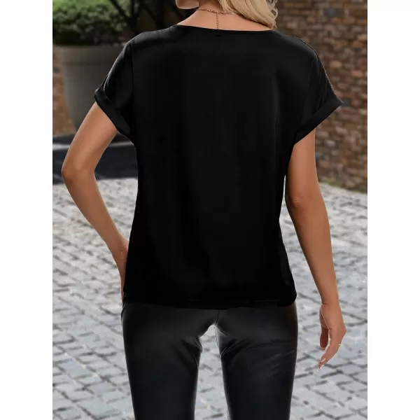 Floerns Women's Short Sleeve Business Casual Tops Graphic Print Office Work Blouse Tops