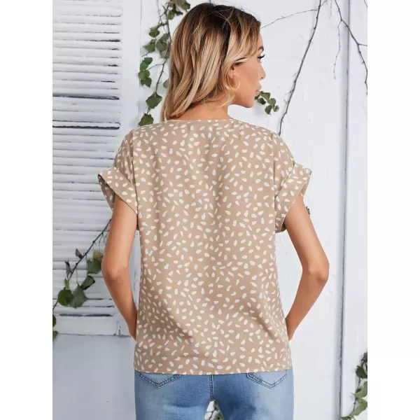 Floerns Women's Short Sleeve Business Casual Tops Graphic Print Office Work Blouse Tops
