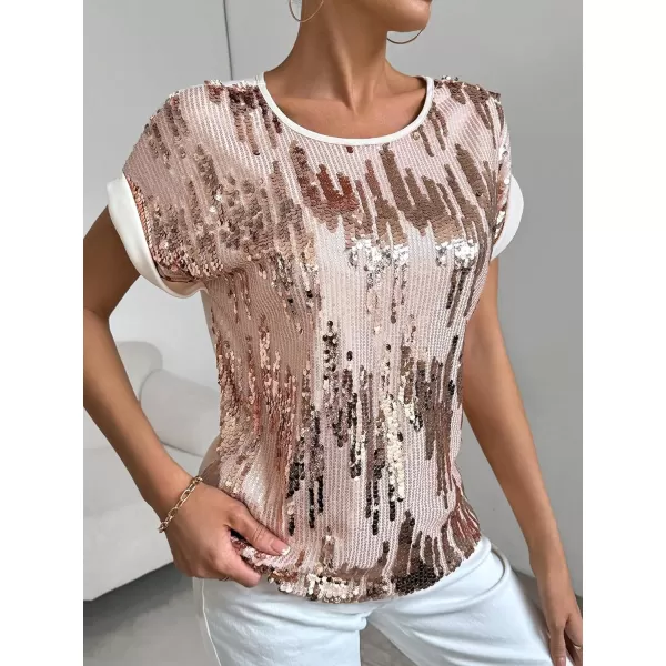 Floerns Women's Short Sleeve Business Casual Tops Graphic Print Office Work Blouse Tops