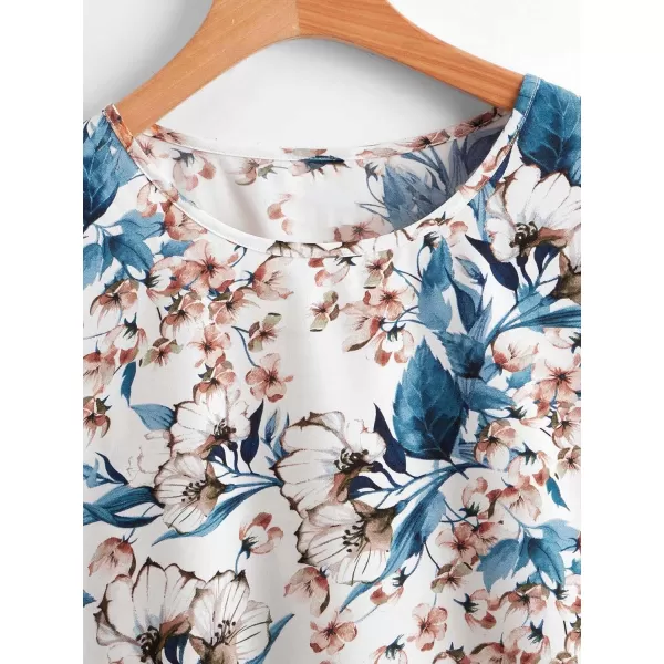 Floerns Women's Short Sleeve Business Casual Tops Graphic Print Office Work Blouse Tops