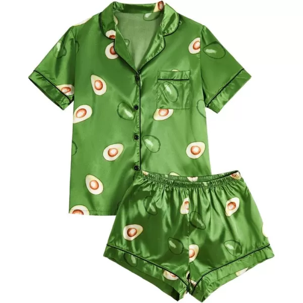 Floerns Women's Notch Collar Print Sleepwear Two Piece Pajama Set
