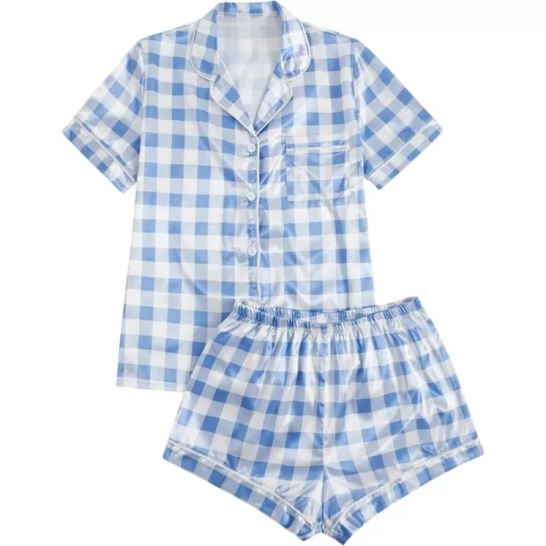 Floerns Women's Notch Collar Print Sleepwear Two Piece Pajama Set
